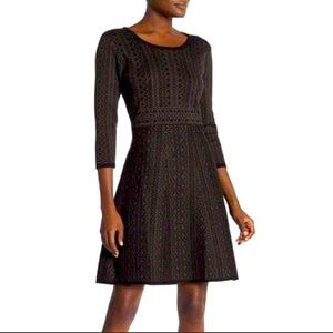 Nina Leonard Geometric Fairisle Print Sweater Dress